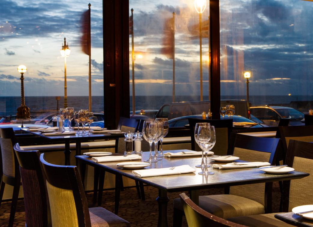 Crop of Restaurant with sea views, Brighton beach at Mercure Brighton Seafront Hotel