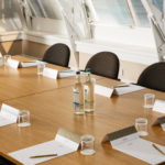 Close up of table in the West Pier meeting room at Mercure Brighton Seafront Hotel with sea views