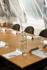 Close up of table in the West Pier meeting room at Mercure Brighton Seafront Hotel with sea views