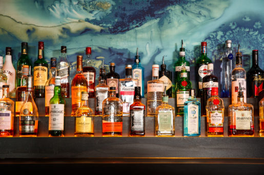 A full stocked bar of different spirits at NH Bar and Mercure Brighton Seafront The Norfolk Hotel